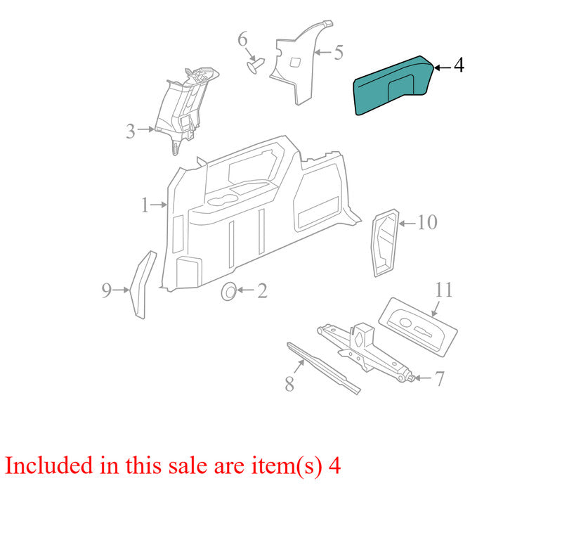 1CJ22BD1AI 2011-2018 Grand Caravan Interior Right Quarter Panel Trim Insert 1CJ22BD1AI OEM