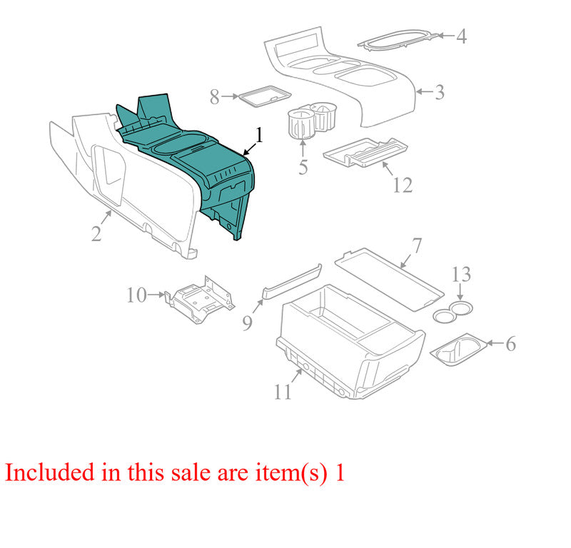1RF11HL5AH 2011-2016 Chrysler Town &amp; Country Center Console Used 1RF11HL5AH OEM