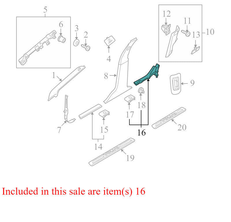 39806098 2010-2016 Volvo XC70 Passenger Rear RR Door Sill Trim Used OEM 39806098