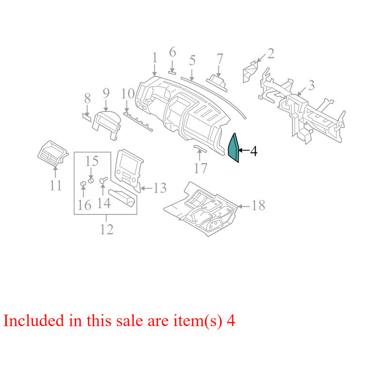 8L847804480A 2008-2012 Mercury Mariner Passenger FR Dash End Cap Used 8L8Z7804480AA OEM
