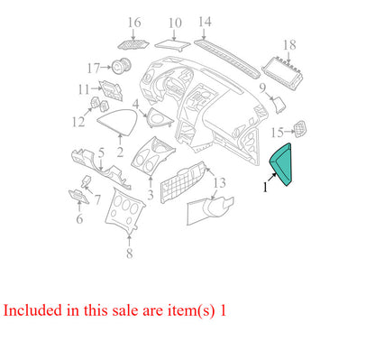68498JM00A 2008-2015 Nissan Rogue Driver LH Dash End Cap Used OEM 68499JM00A