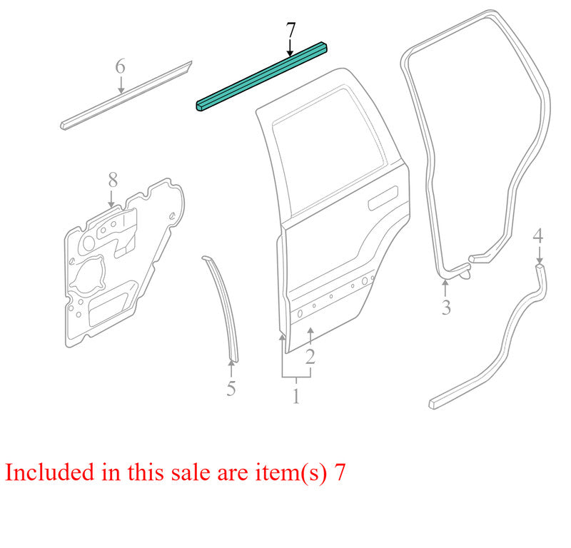 55135889AE 1999-2004 Jeep Grand Cherokee Passenger Rear RR Window Belt Weatherstrip Used