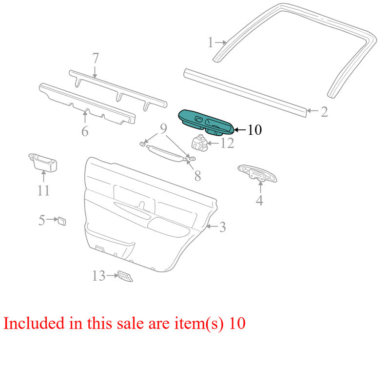 9W1X275A02ABW 2008-2010 Lincoln Town Car RR Door Window Switch Bezel Used 3W1Z14527BAB OEM