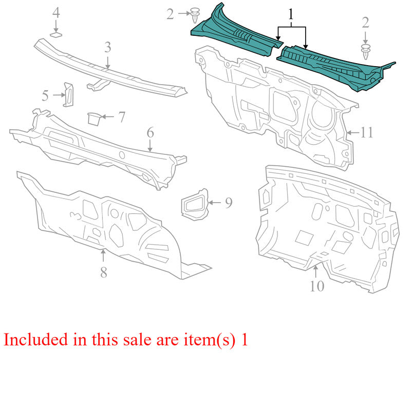 95173822 2011-2016 Chevrolet Cruze Passenger Right Cowl Cover Section Used 42476131 OEM