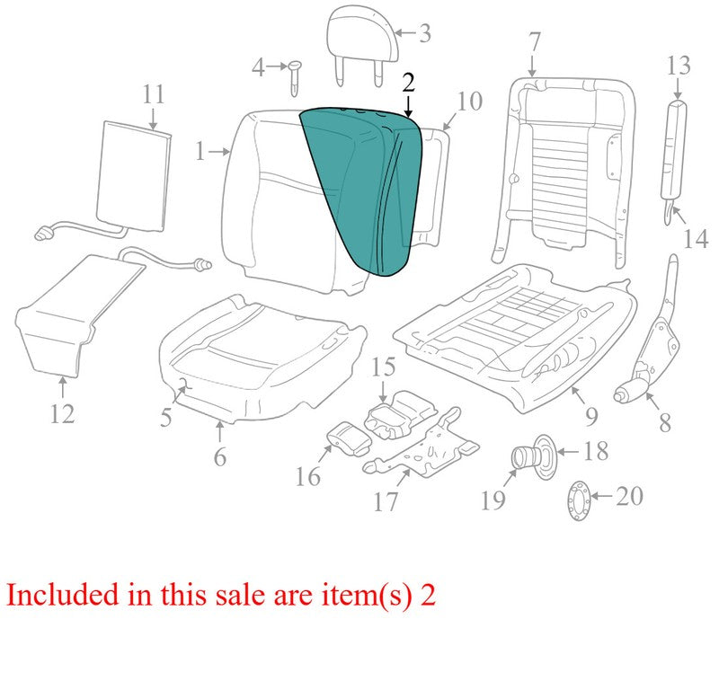 3W1Z5464810BA 2010 Lincoln Town Car Front Left Seat Back Cushion 3W1Z5464810BA OEM USED