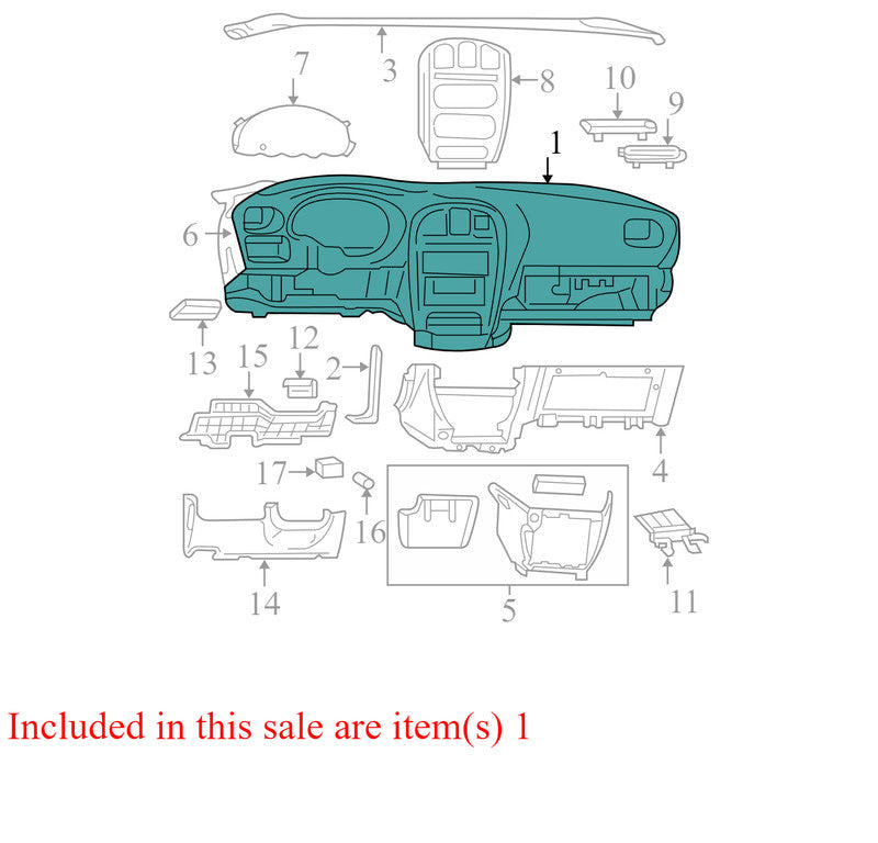 1AV951D5AA 2001-2007 Chrysler Town &amp; Country Dashboard Panel Assembly Used OEM