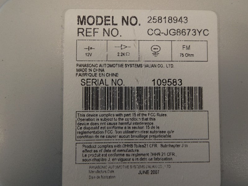 25818943 2004-2009 Cadillac SRX Radio Control Unit Used 25849389 OEM