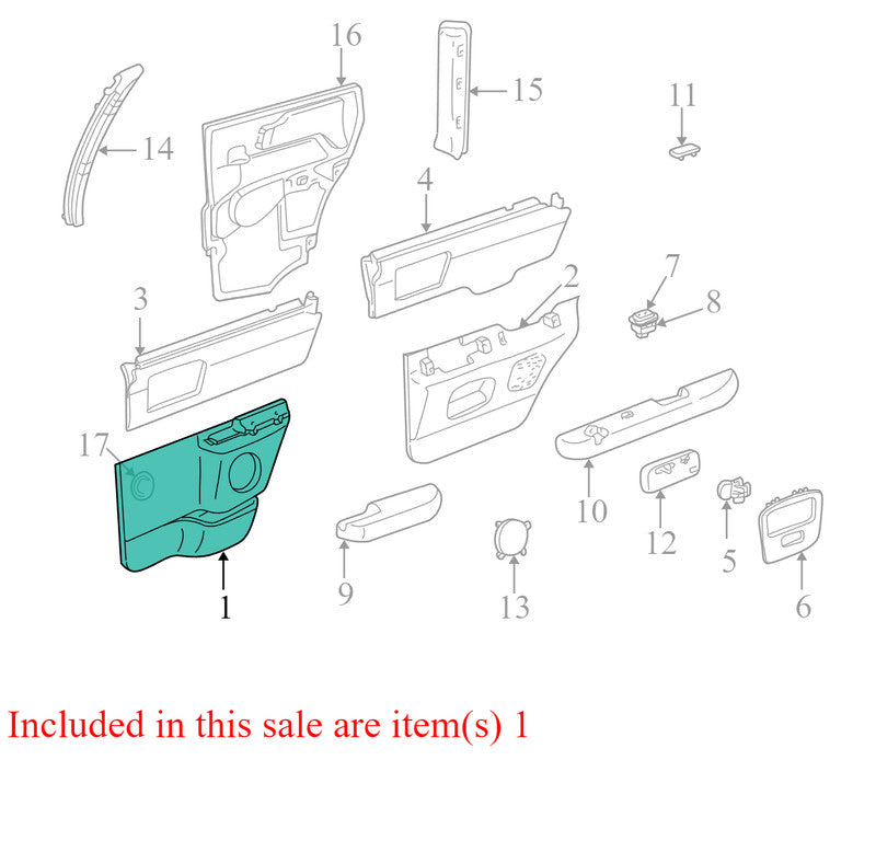 15034449 1998-2005 Oldsmobile Bravada Driver Rear RL Interior Door Panel Used OEM 1520483