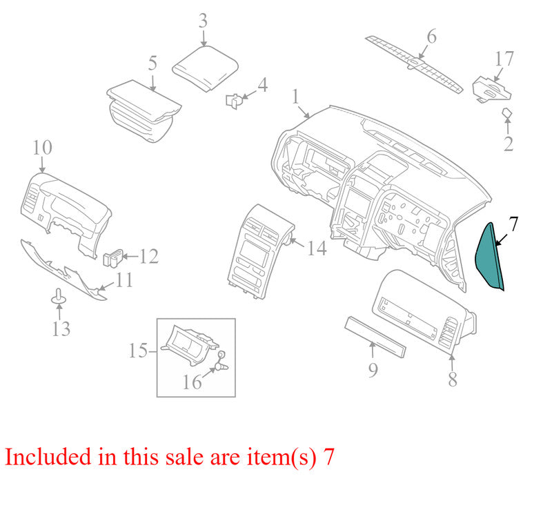7A137804480 2007-2010 Lincoln MKX FR Instrument Panel Side Cover Used 7A137804480 OEM