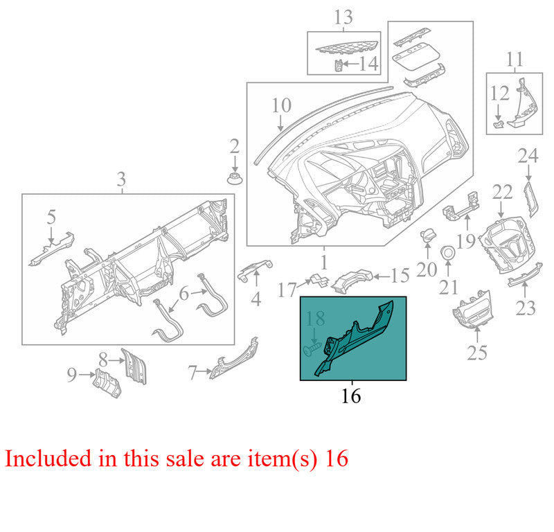 DM51A043A88AG31T3 2014 Ford Focus Instrument Panel Knee Bolster Used DV6Z58043A88AB OEM