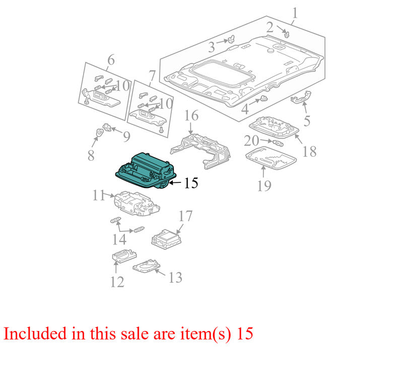 83250SDAA02ZB 2003-2007 Honda Accord Overhead Console Used 83250SDAA02ZB OEM