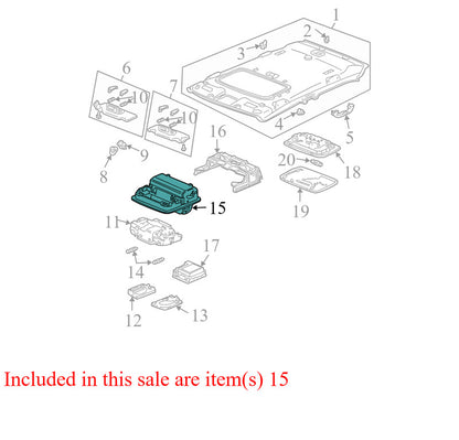 83250SDAA02ZB 2003-2007 Honda Accord Overhead Console Used 83250SDAA02ZB OEM