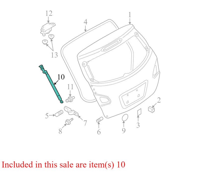 904501VK0B 2008-2015 Nissan Rogue Driver Rear RL Trunk Liftgate Support Rod Used OEM
