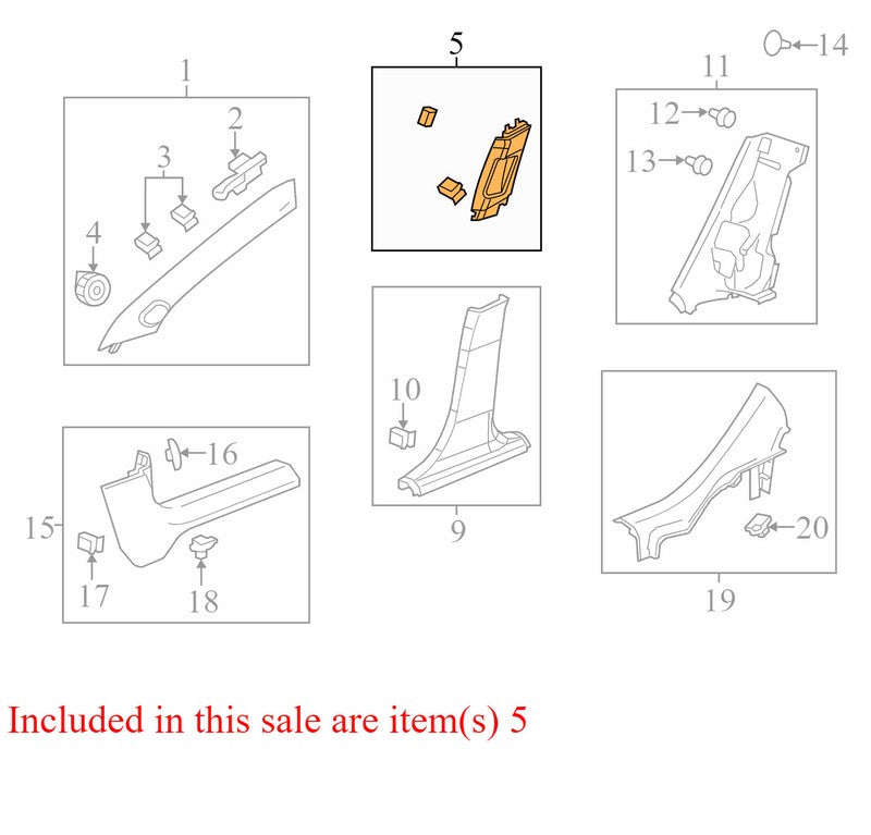 95910149  2012-2018 Chevrolet Sonic Right Upper Door B Pillar Trim 95911406