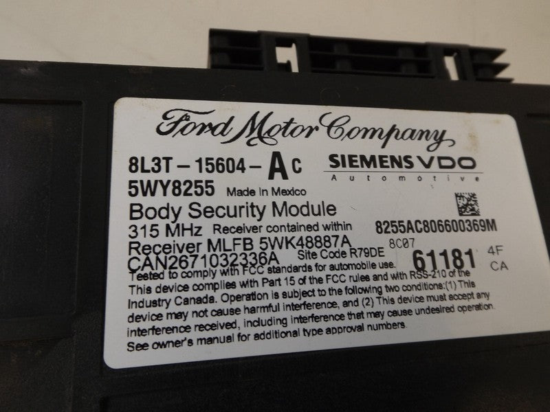 8L3T15604AC 2004-2008 Ford F-150 Anti-Theft Alarm Control Unit Used 8L3T15604AC OEM