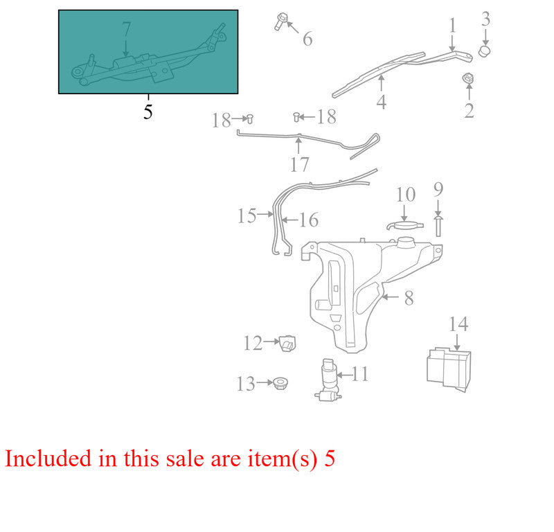 5116303AH 2009-2010 Dodge Journey Windshield Wiper Motor and Transmission Used OEM