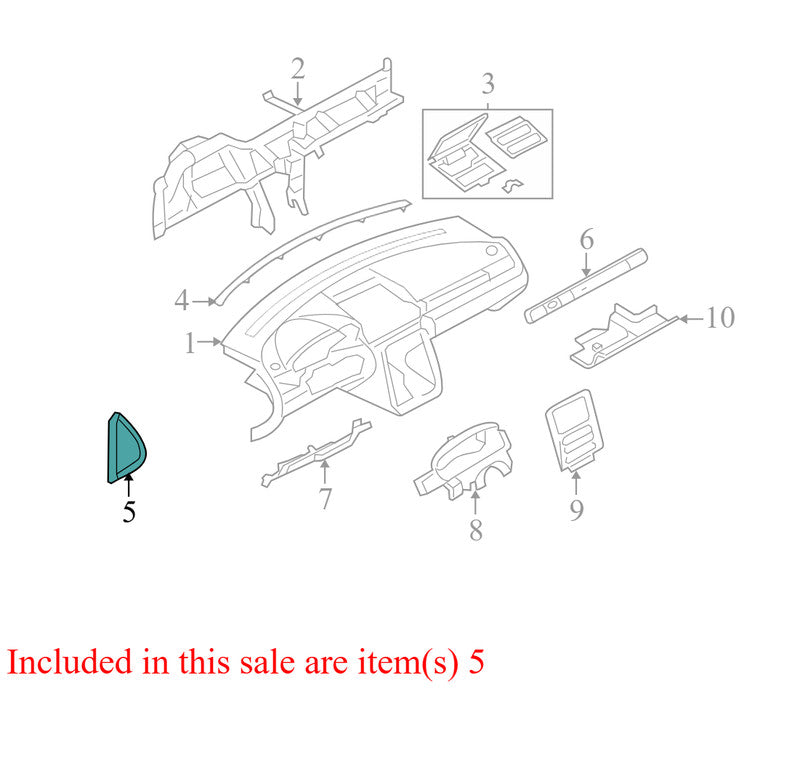 5G135404334A 2005-2007 Ford Five Hundred FR Instrument Panel Side Cover Used 5G135404334A OEM