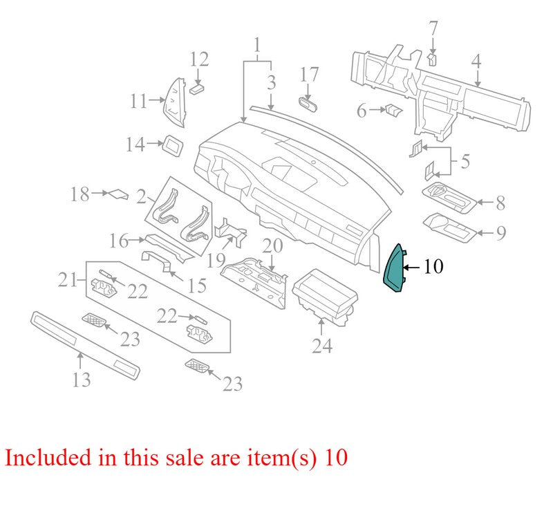39892868 2010-2016 Volvo XC70 Passenger FR Dashboard End Cap Used OEM 30722267
