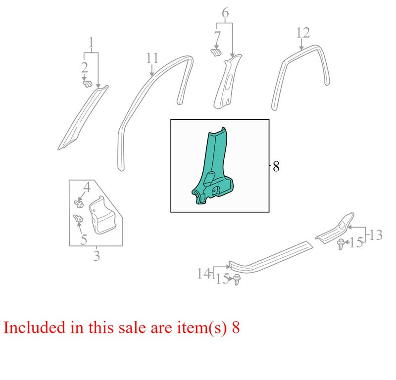 84121S9A013ZA 2002-2006 Honda CR-V Passenger Side Lower B Pillar Trim Used OEM 84121-S9A-0030