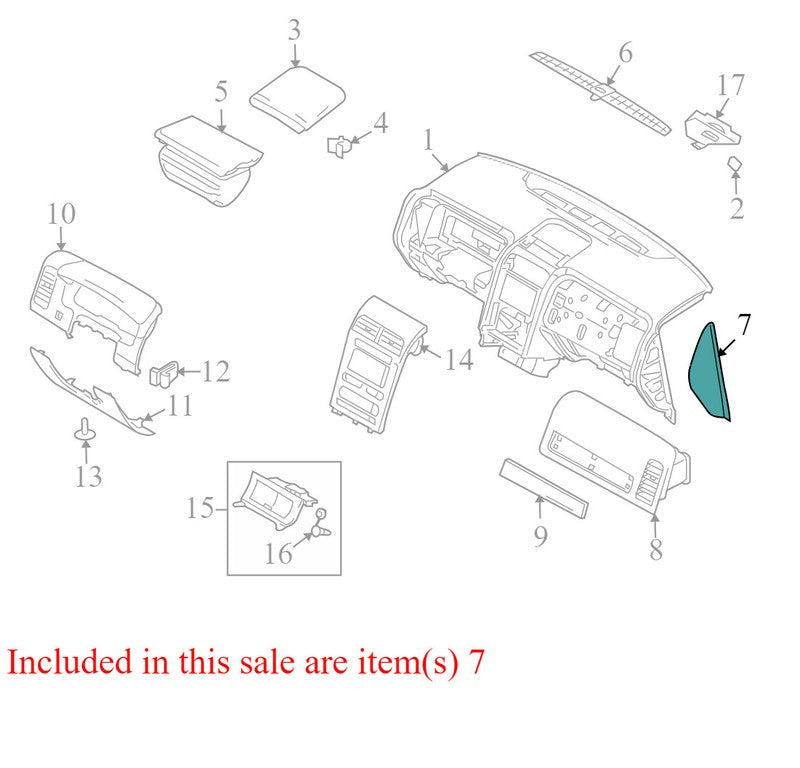 7A137804481 2007-2010 Lincoln MKX Driver FL Instrument Panel Side Cover Used 7A137804481 OEM