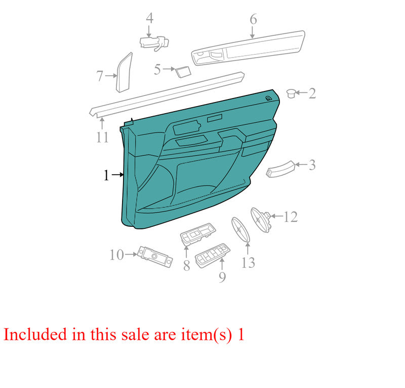 1FW921DSAE 2008-2010 Dodge Grand Caravan Passenger FR Interior Door Panel Used 1JD681DSAA 