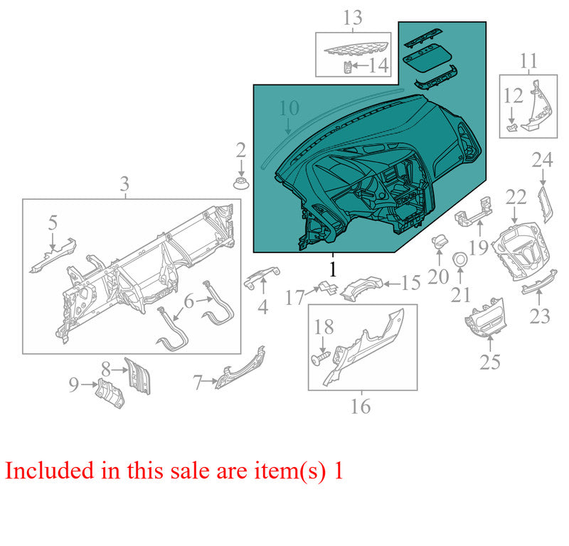 DV6Z5804320GA 2012-2014 Ford Focus Dashboard Panel Used DV6Z5804320GA OEM