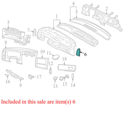 5JH98ZJ8AA 05-11 Dodge Dakota Passenger FR Instrument Panel Side Cover Used 5JH98ZJ8AA OEM