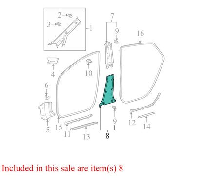 6241347020A0 2004-2009 Toyota Prius Driver Side Lower B Pillar Trim Used OEM 62414-47020