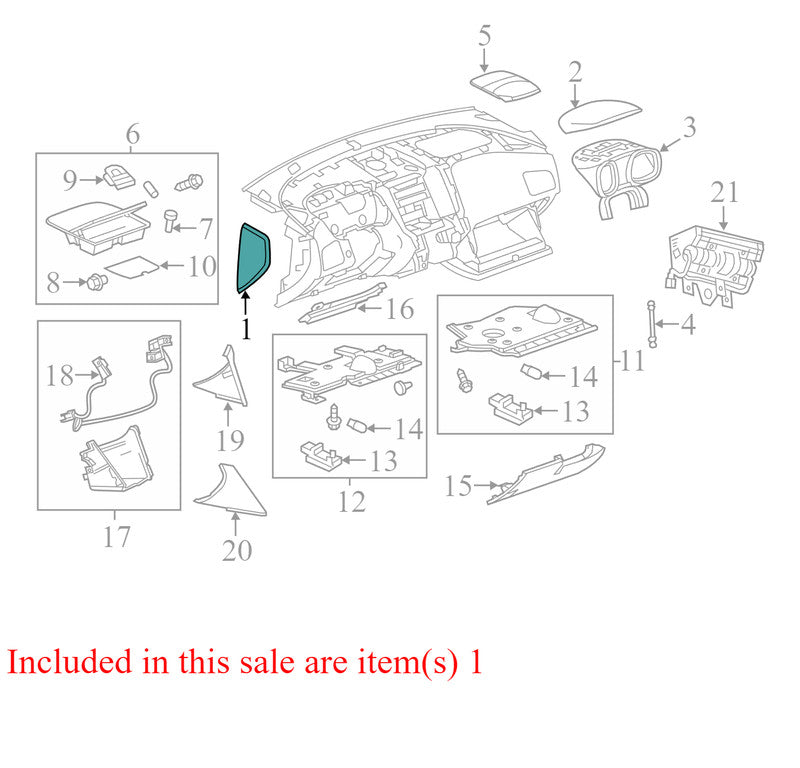 25945777 2010-2017 Chevrolet Equinox Passenger Right Dashboard End Cap Used OEM 15949325
