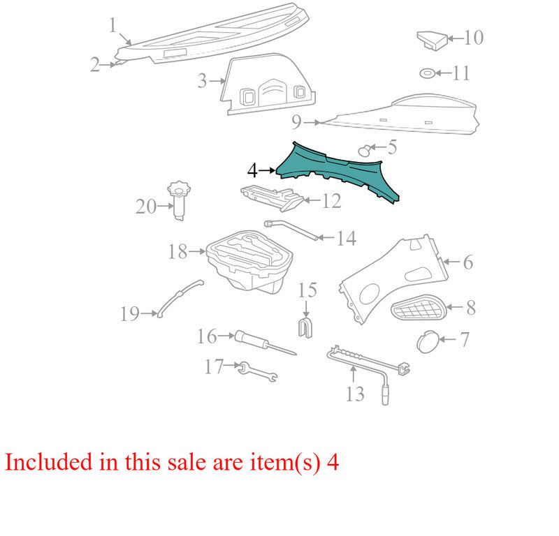 1C0863459E 2001-2005 Volkswagen Beetle Rear Body Panel Trim Panel Used 1C0863459FB41 OEM