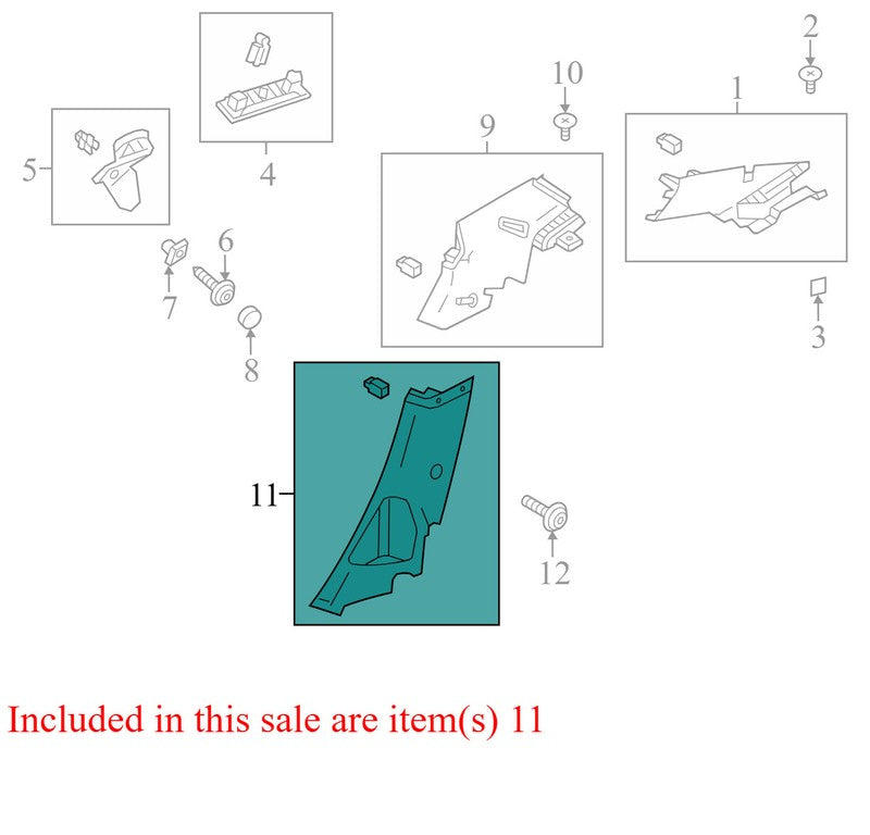 BM51A31016AEW 2012-2018 Ford Focus RR Interior Quarter Panel Trim Panel Used CV6Z5431012AA OEM