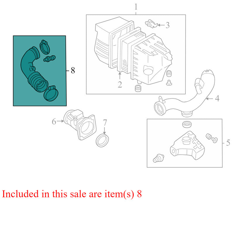6L8U9R504CA 2002-2007 Ford Escape 2.3L Engine Air Intake Hose Used OEM 5L8Z9B659AA