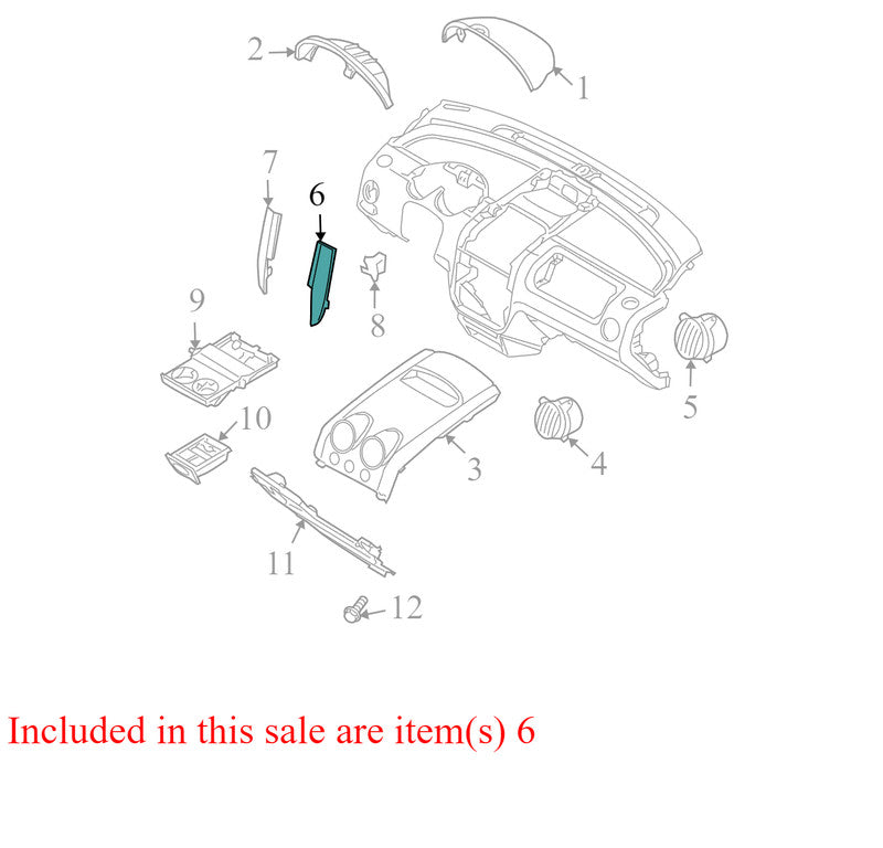 96392165 2004-2008 Chevrolet Aveo Passenger RH Dashboard Trim Panel Used OEM 96392163