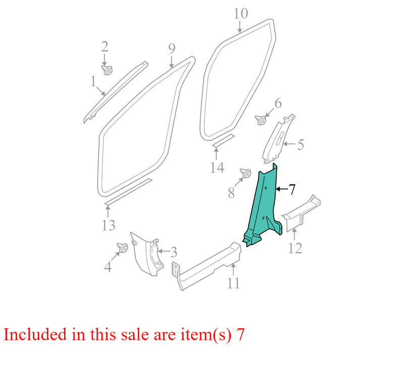 76915JM00A 2008-2015 Nissan Rogue Driver LH Lower B Pillar Trim Used OEM 76916JM00B