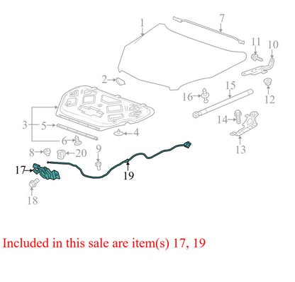 23120089 2010-2017 GMC Terrain Hood Release Cable and Hood Latch Used 23120089 OEM