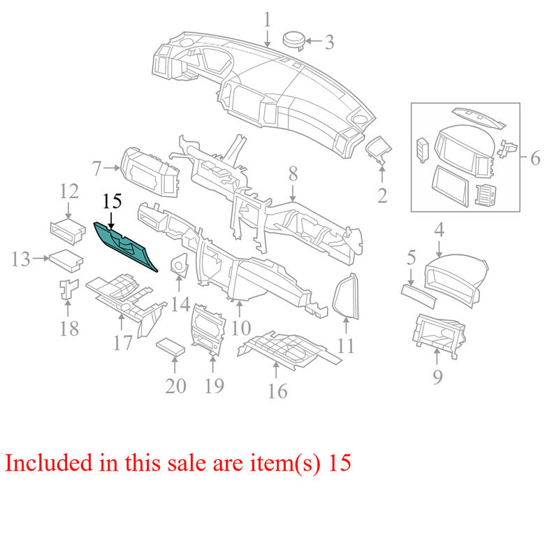 5HS93ZJ3AI 2006-2007 Jeep Grand Cherokee Instrument Panel Knee Bolster Used 5HS93ZJ3AI OEM