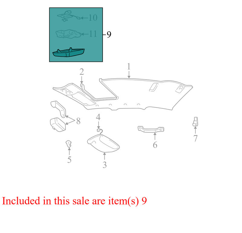 4W1314B430AA 2004 Lincoln Town Car Overhead Console W/O Sliding Roof OEM USED 4W1314B430AA