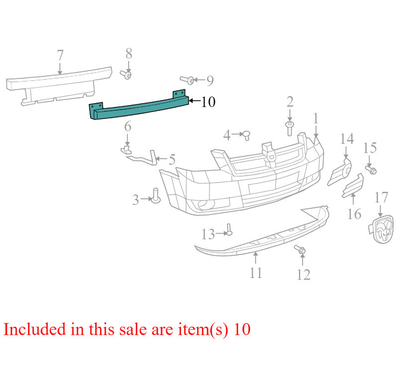 05113162AA 2008-2010 Dodge Grand Caravan Front Bumper Impact Bar Used 5113162AA