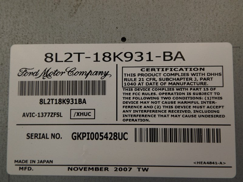 6L2Z18C868AA 2006-2010 Mercury Mountaineer Radio Unit Used OEM Navigation 8L2T-18K931-BA