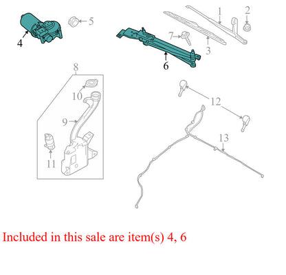 8S4Z17508A 2008-11 Ford Focus Windshield Wiper Linkage and Wiper Motor Used 8S4Z17508A OEM