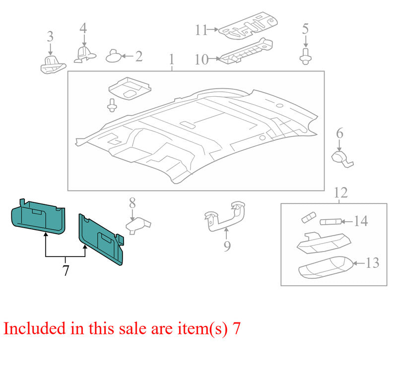 7T4Z7804105AA 2007-2010 Ford Edge Driver FL Sun Visor Used 7T4Z7804105AA OEM