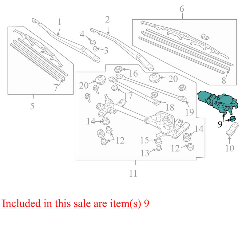 76505SDAA11 2003-2006 Honda Accord Front Windshield Wiper Motor 2.4L Used 76505SDAA11 OEM