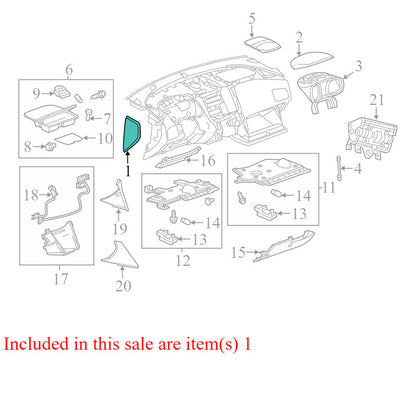 25945777 2010-2017 Chevrolet Equinox Passenger RH Dash End Cap Used OEM 15949325