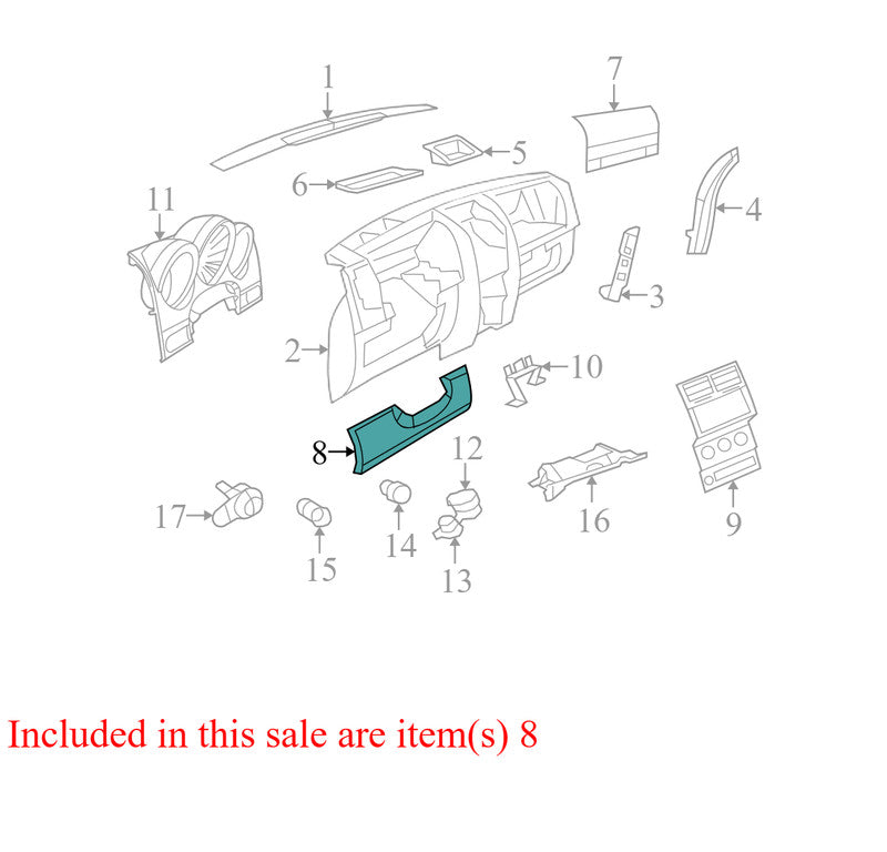 5KG96ZJ8AC 2007-2011 Dodge Nitro Instrument Panel Knee Bolster Used 5KG96ZJ8AC OEM