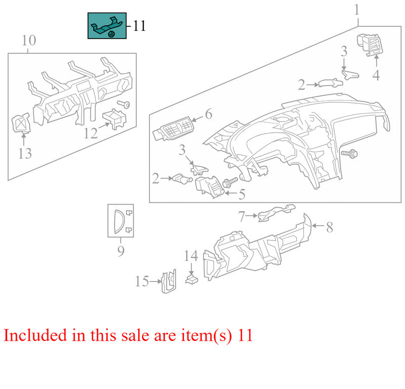 20929982 2009-2012 Chevrolet Traverse Instrument Panel Mounting Bracket Used 20929982 OEM