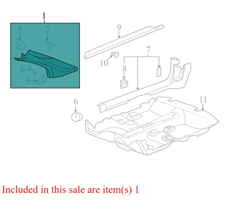 15253003 2005–2010 Chevrolet Cobalt Passenger Right A Pillar Trim OEM 20831940 Used Black