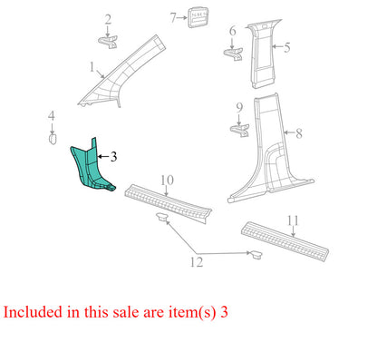 1BE52DK7AC 2009-2010 Dodge Journey Passenger RH Kick Trim Used OEM 100013584