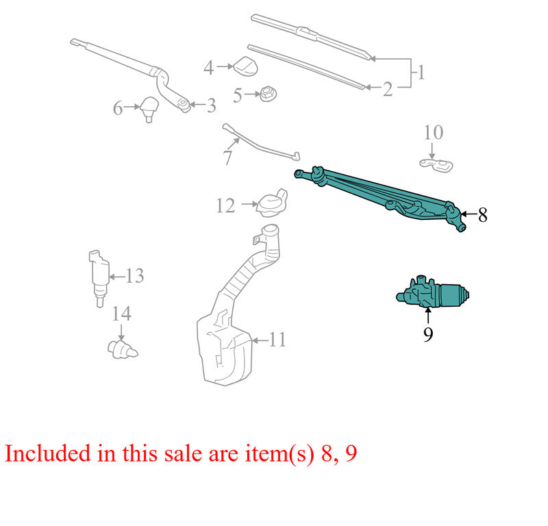 19120737 2006-2016 Chevrolet Impala Windshield Wiper Linkage W/ Motor Used 19120737 OEM