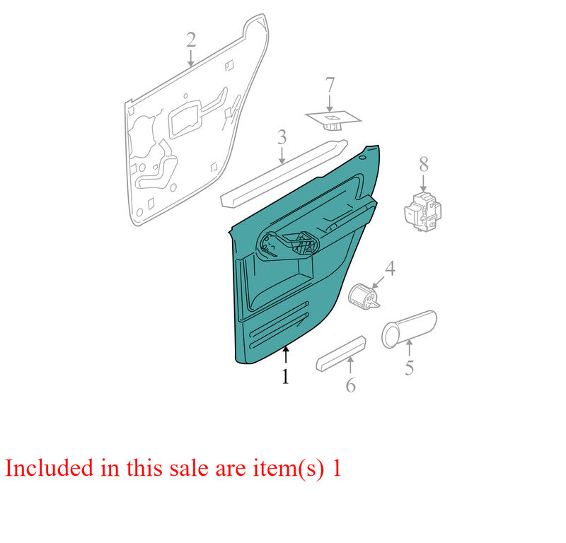 6L9Z7827407CAB 2006-2010 Mercury Mountaineer Passenger Rear RR Interior Door Panel Used OEM