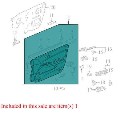 83500SDAA12057 2002-2008 Honda Accord Front Right Interior Door Panel Used 83500SDAA02ZA